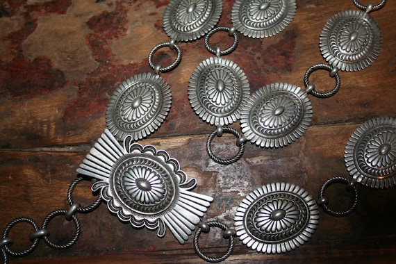 Navajo Sterling Silver Concho Belt