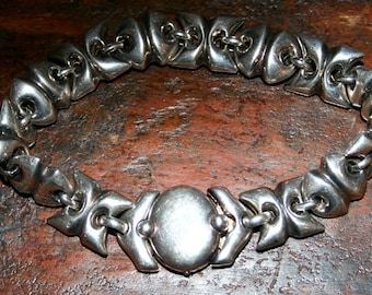 Italy 925 Sterling Silver HEAVY Link Bracelets with XOs hugs & kisses Great clasp