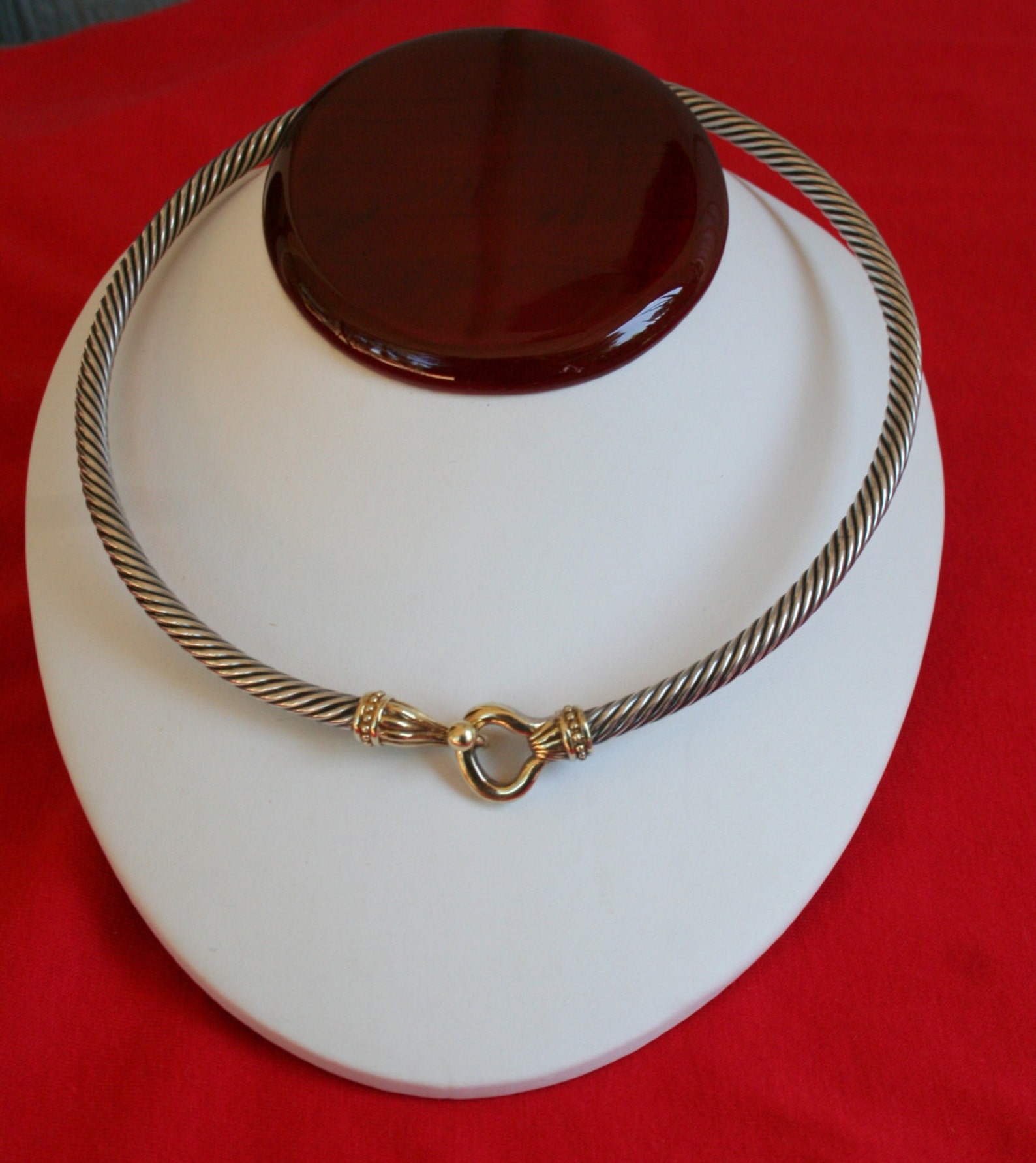 Elegant Necklace Heavy Cable Rope Choker Front Clasp Sterling Etsy