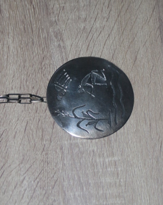 Hopi Sterling Silver Overlay Brooch Pendant Brooc… - image 3