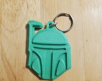 Boba Fett Helmet Keychain - 3D Printed Mandalorian Bag Charm - Star Wars Bounty Hunter Gift - Sci-Fi Cosplay Accessories - Galactic Keyring