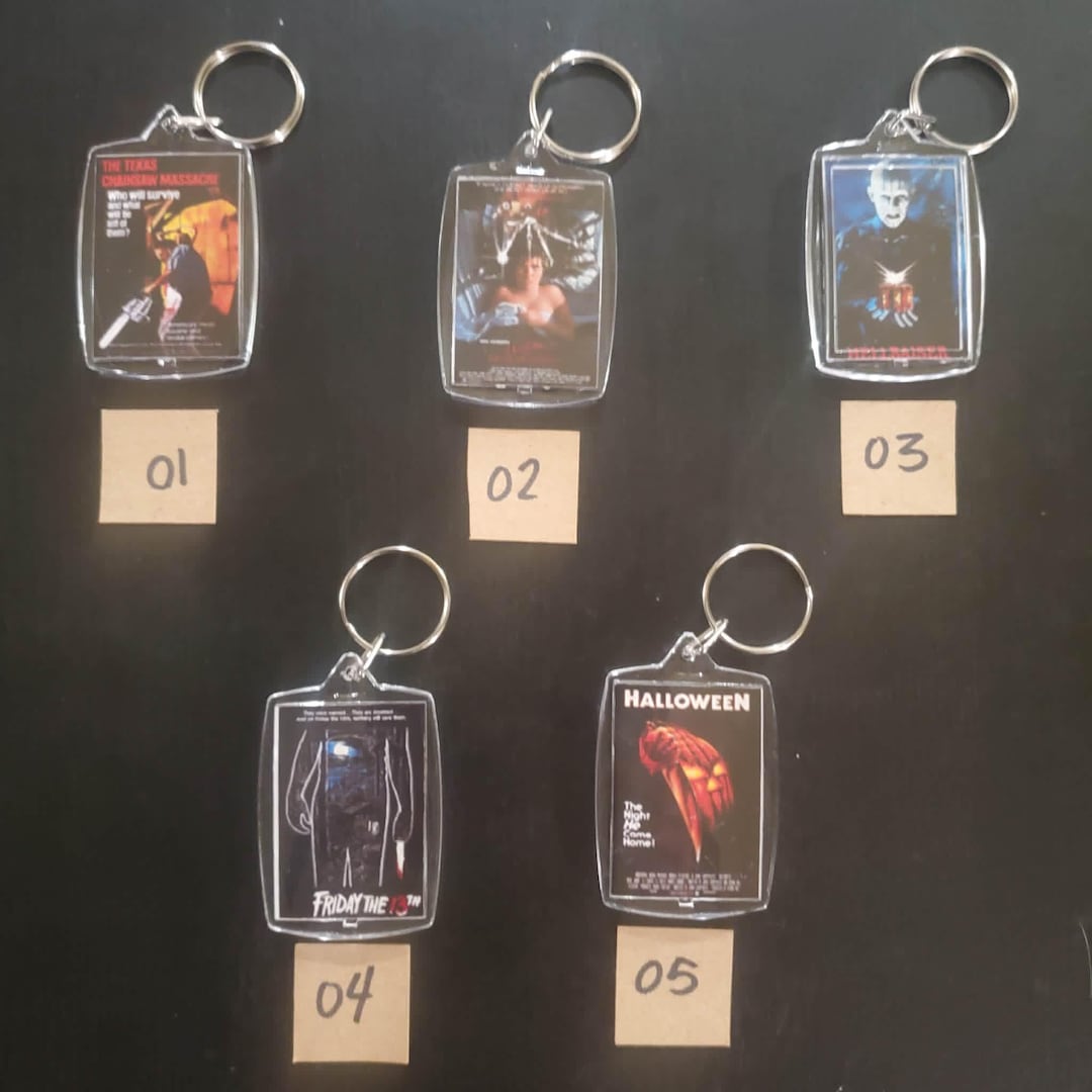 Horror Movie Poster Keychain - Classic Slasher Bag Charm - Retro ...