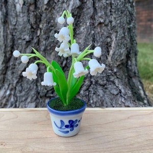 Hand Sculpted Clay Flowers Home Decor Handmade Mini Lily Of The Valley Hand Painted Cute Flower image 1