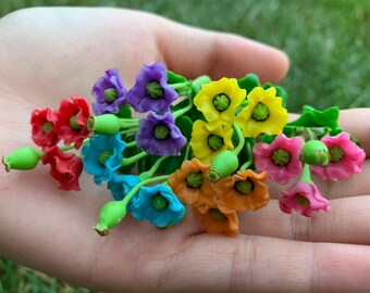 1 Set Miniatures Clay Flowers Art Handmade Tiny Poppy Flowers Cute Hand Painted