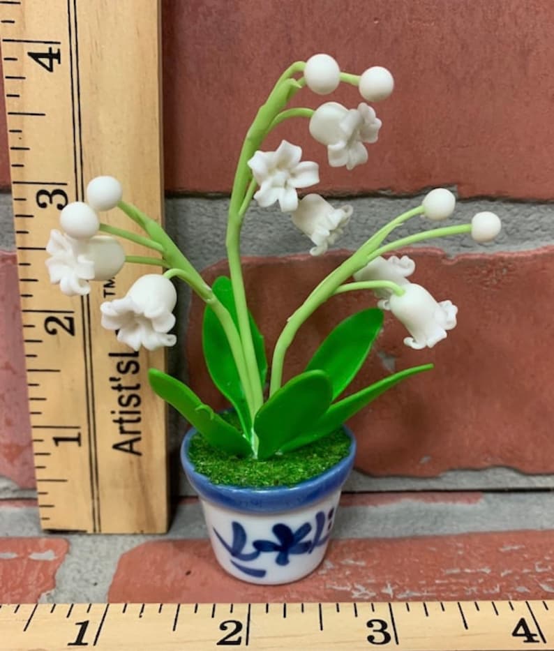 Hand Sculpted Clay Flowers Home Decor Handmade Mini Lily Of The Valley Hand Painted Cute Flower image 4