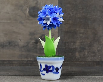 Handmade Clay Flowers Mini Blue Allium Cute Clay Sculpture Hand Paint Perfect For Wedding Gift/Special Occasion