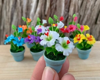 Miniatures Clay Flowers Art Handmade Tiny Hibiscus Cute Hand Painted Flower