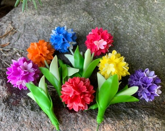 1 Set of Miniatures Allium Flowers Sculpted Clay Flowers Home Decor Handmade Miniature flowers.