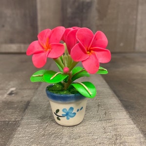 Hawaii Plumeria Flowers Hand Sculpted Clay Flowers Home Decor Handmade Wedding Mini Flower Hand Painted Cute Flower Hot Pink image 1