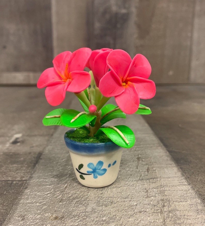 Hawaii Plumeria Flowers Hand Sculpted Clay Flowers Home Decor Handmade Wedding Mini Flower Hand Painted Cute Flower Hot Pink image 1