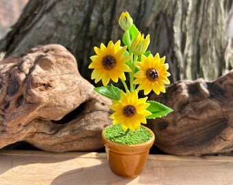 Hand Sculpted Clay Flowers Home Decor Handmade Sunflower Hand Painted Cute Flower