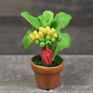 Miniatures Clay Flowers Art Handmade Tiny Banana Plant/Tree/Fruit Cute Hand Painted Flower