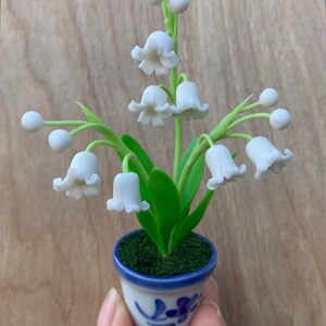 Hand Sculpted Clay Flowers Home Decor Handmade Mini Lily Of The Valley Hand Painted Cute Flower image 3