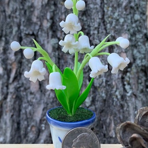 Hand Sculpted Clay Flowers Home Decor Handmade Mini Lily Of The Valley Hand Painted Cute Flower image 2
