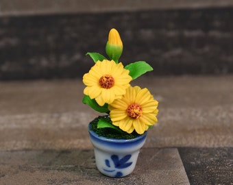 Miniatures Clay Flowers Art Handmade Tiny Sunflowers Cute Hand Painted Flower