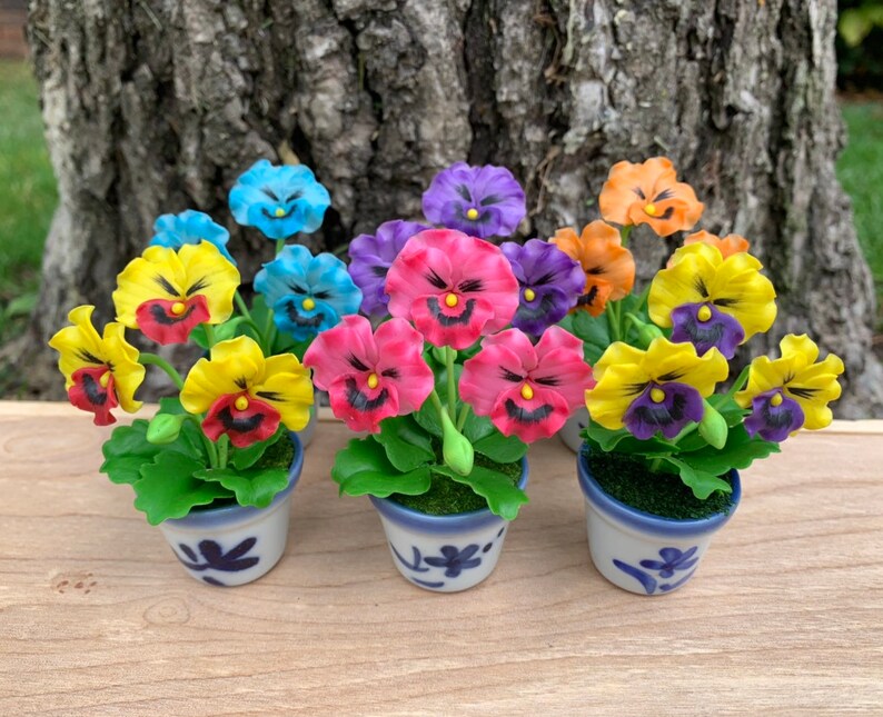 Handmade Clay Flowers Mini Pansy Cute Polymer Clay Sculpture Etsy Sweden