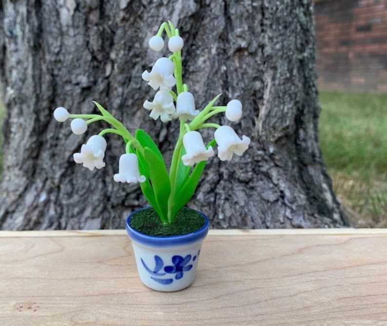 Hand Sculpted Clay Flowers Home Decor Handmade Mini Lily Of The Valley Hand Painted Cute Flower image 1