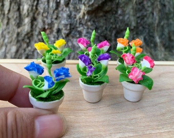 Miniatures Clay Flowers Art Handmade Tiny Sweet Pea Cute Hand Painted Flower perfect for dollhouse,Babies,wedding gift