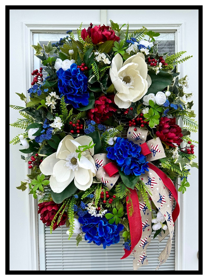 Designer Patriotic Wreath for Front Door, Fourth of July Wreath, 4th of ...