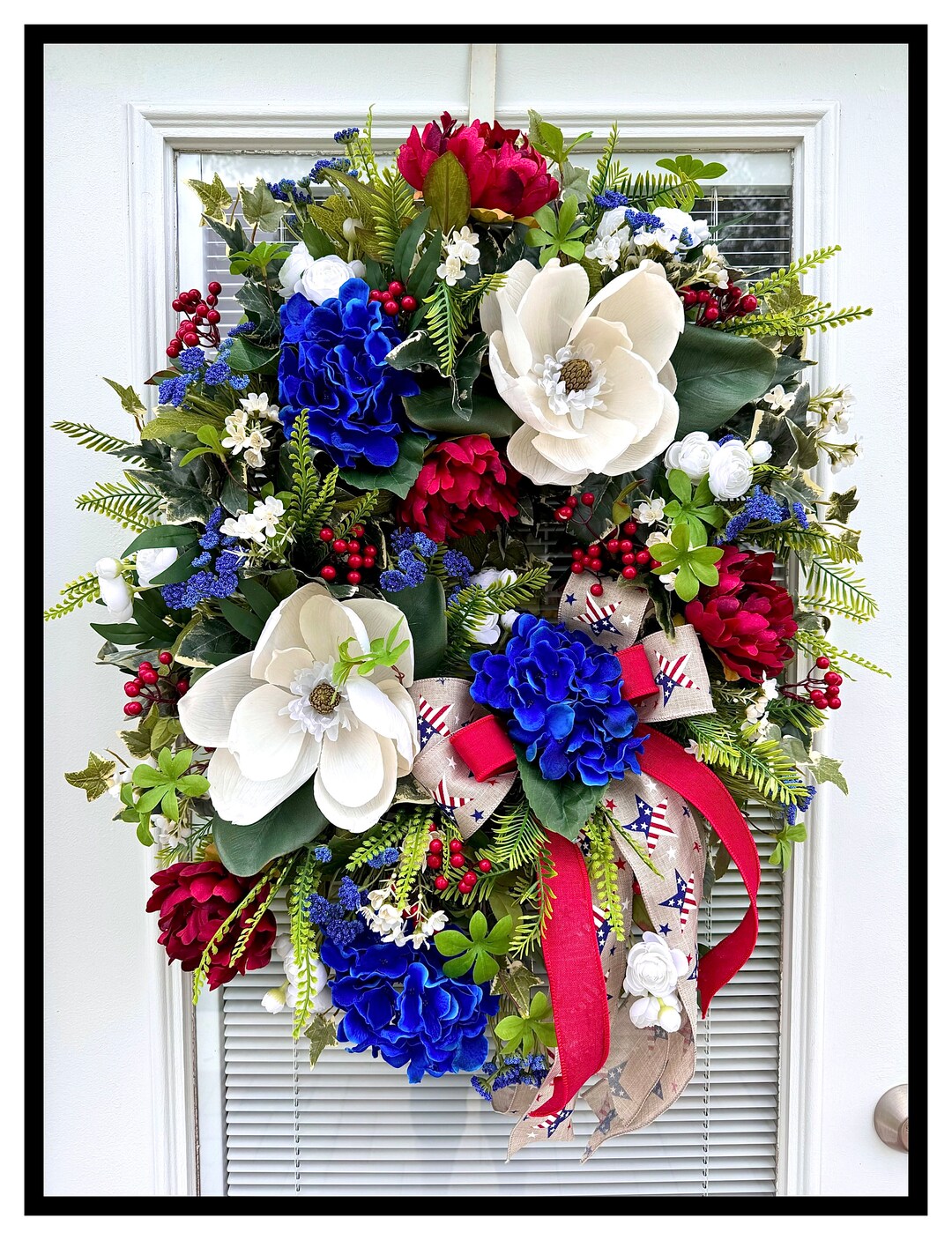 Designer Patriotic Wreath for Front Door, Fourth of July Wreath, 4th of ...