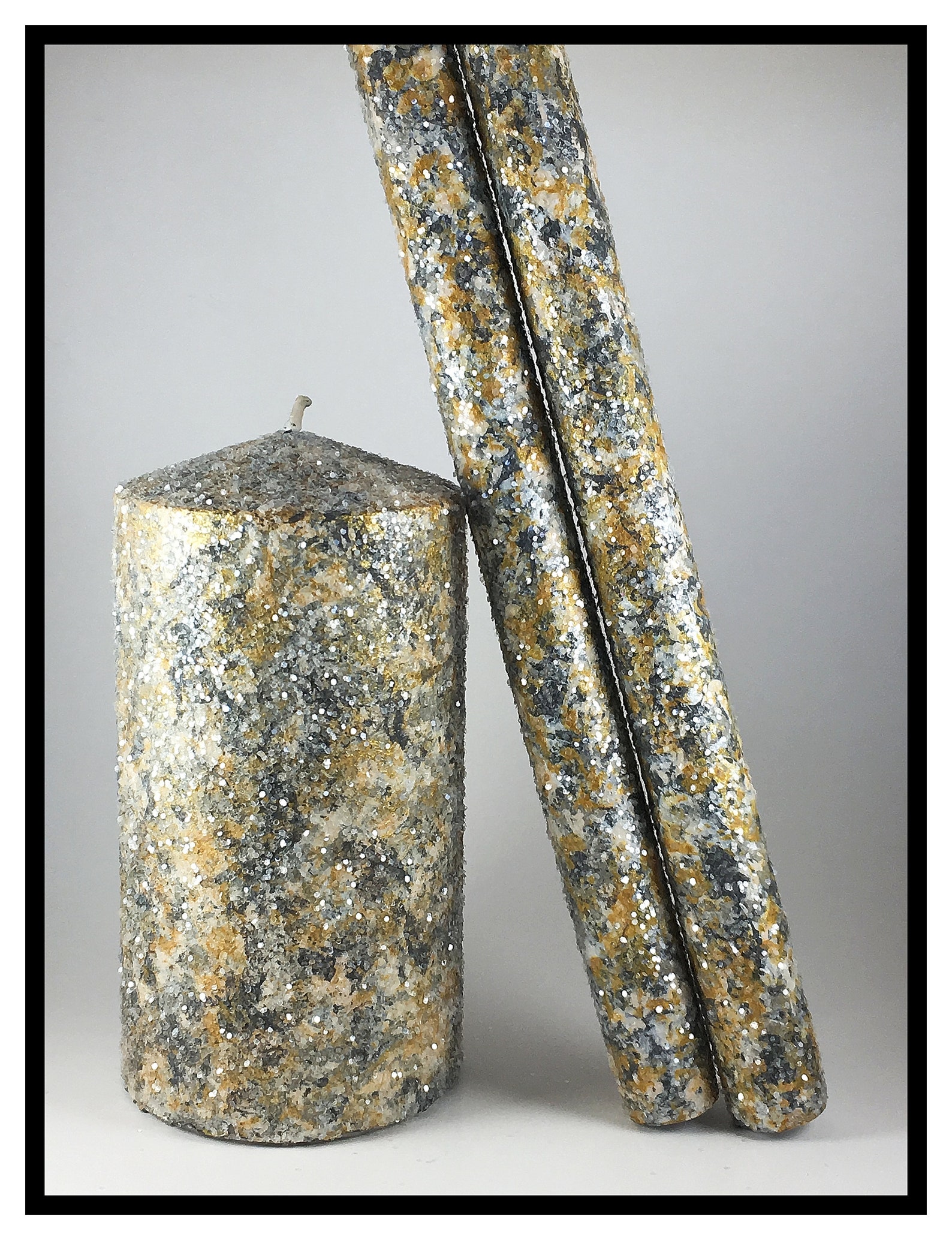 Unique Pillar Candles Wedding Candles Taper Candles Glitter Etsy