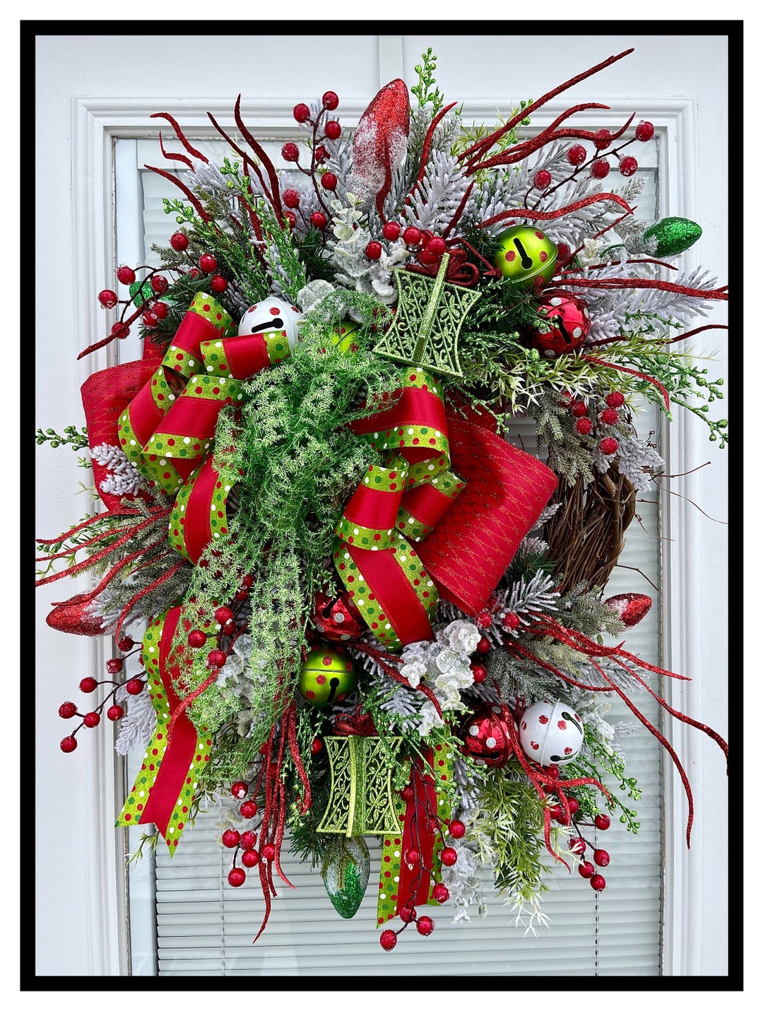 Whimsical Christmas Wreath for Front Door Wreath Festive - Etsy