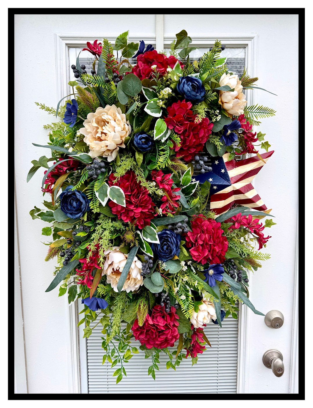 Large Patriotic Wreaths for Front Door Wreath With Star, Americana ...