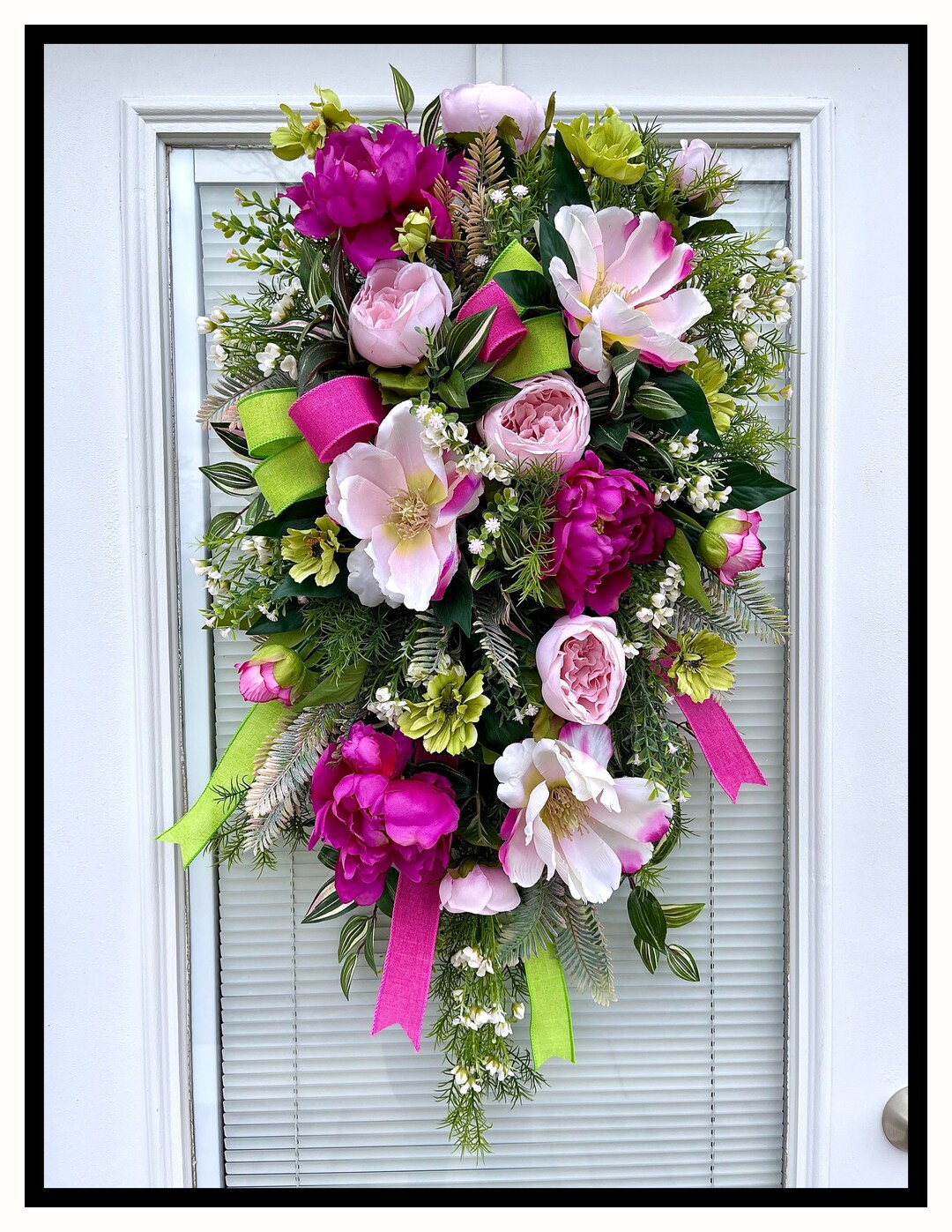Spring Summer Swag Wreath for Front Door, Designer Floral Door Swag, Elegant Magnolia Swag Etsy