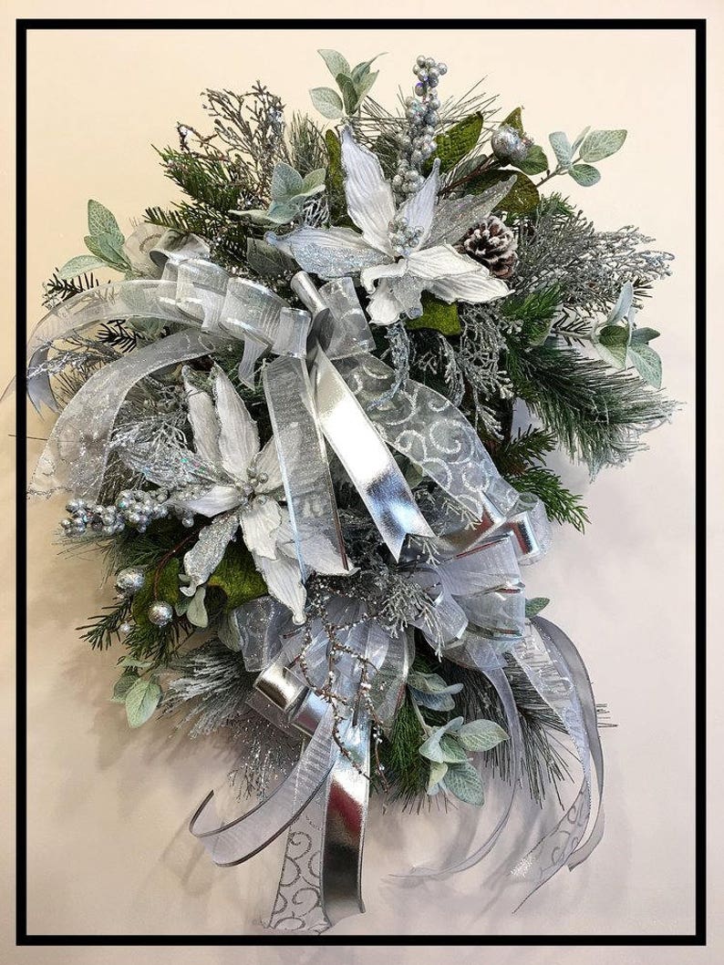 Luxury Christmas Wreath Poinsettia Wreath White Christmas | Etsy