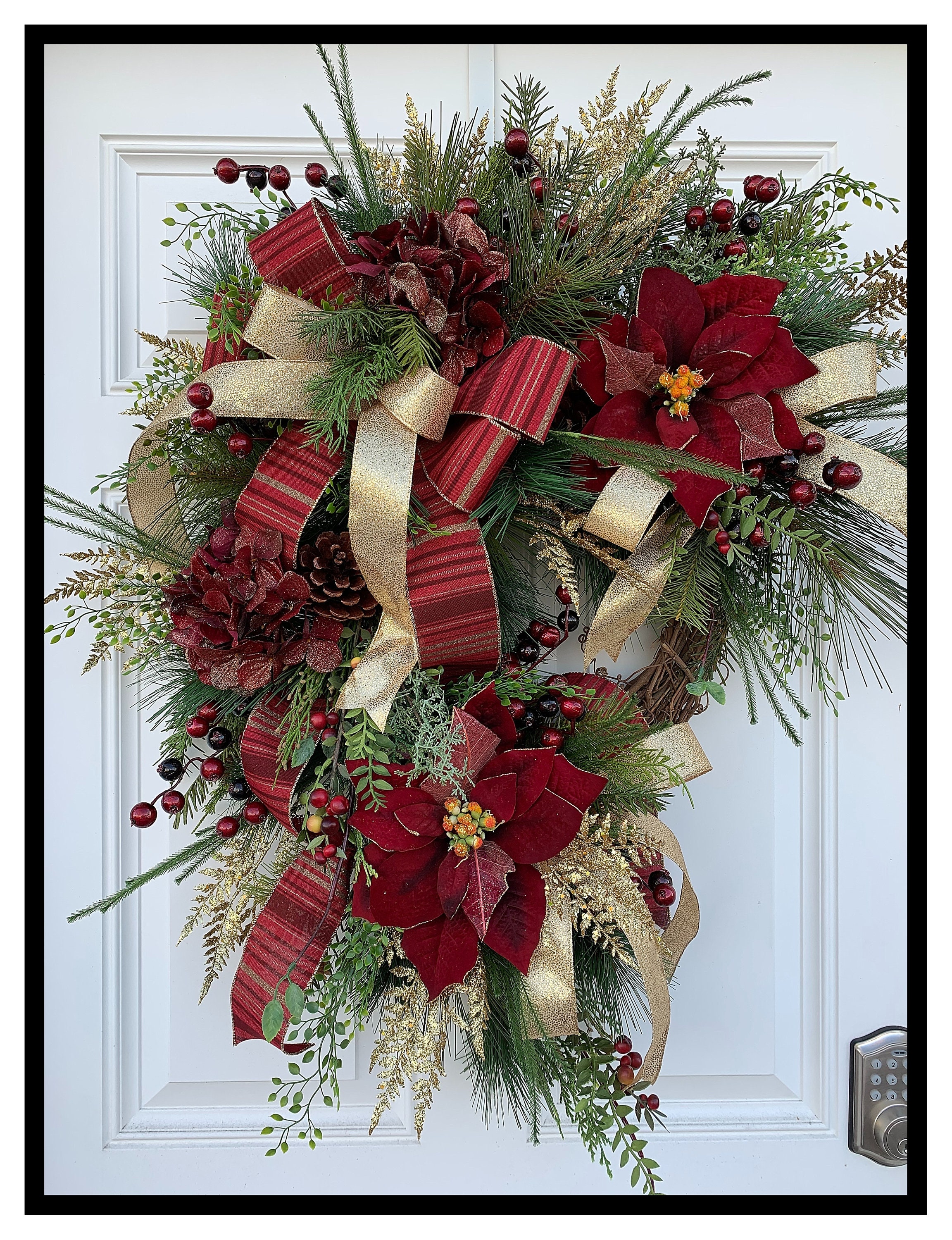 Elegant Christmas Wreath For Front Door Decor Designer Etsy