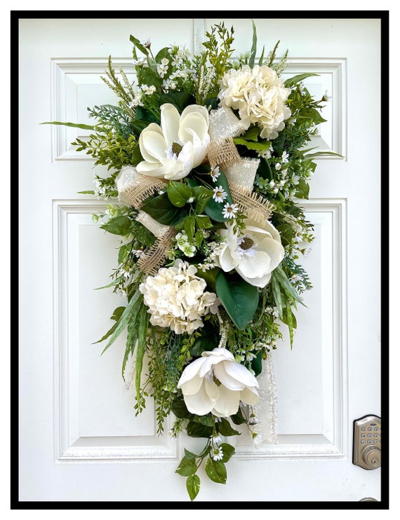 Everyday Floral Door Swag for Year Round Summer Wreath White Etsy