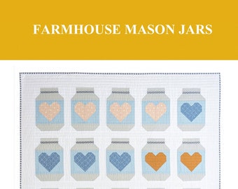 FARMHOUSE MASON JARS_PAPER quilt pattern, throw quilt, table runner
