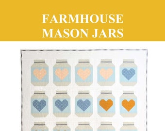 FARMHOUSE MASON JARS_PAPER quilt pattern, throw quilt, table runner