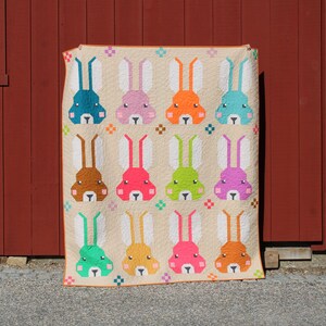 COTTONTAIL RABBITS digital quilt pattern, bunny quilt, easter sewing, pdf patchwork quilt pattern for beginner