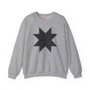 Rundkragetröja, lapptäcksmönster med stjärnmönster, mysigt höst- och vintermode, unisex quiltgåva