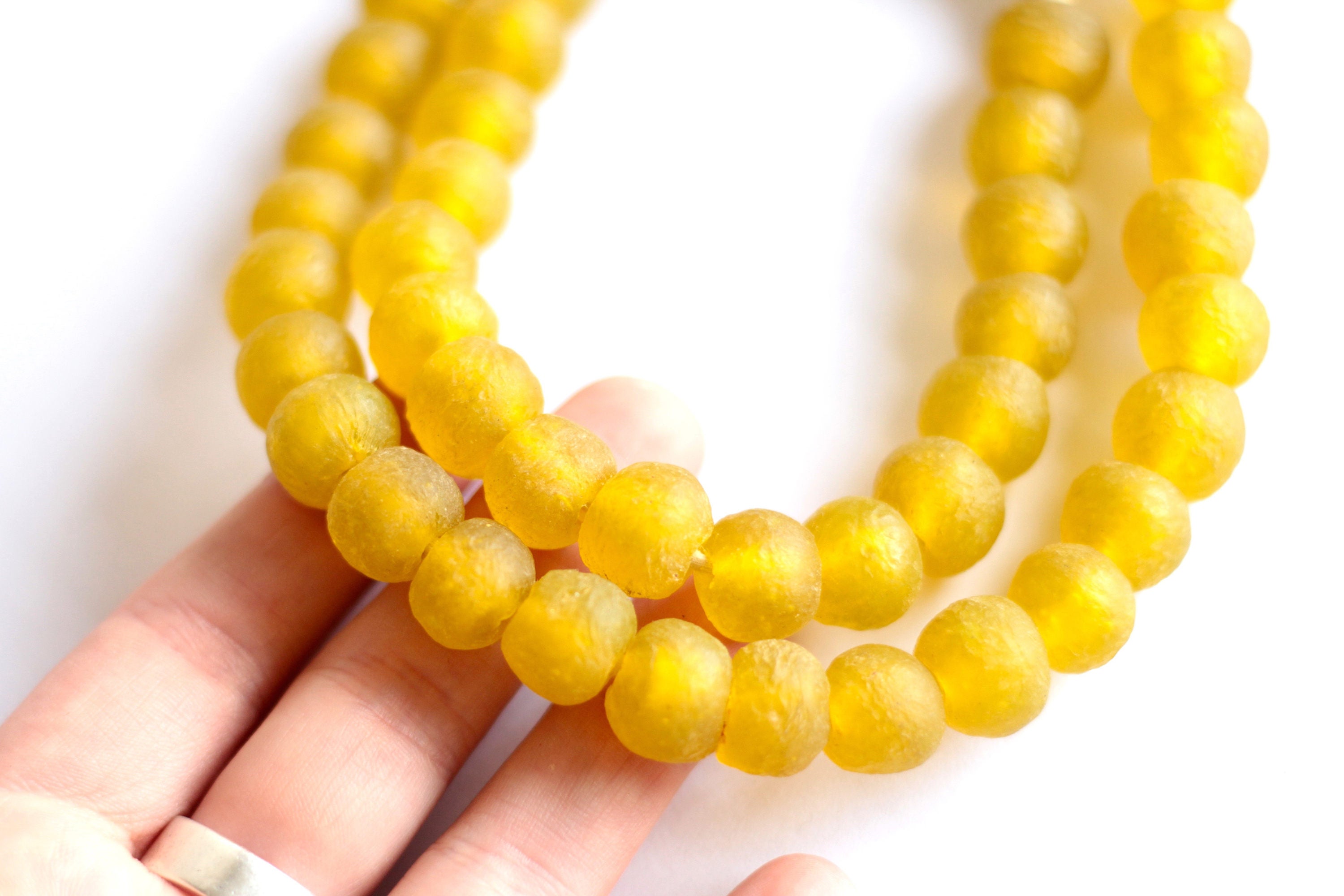 Yellow glass beads African beads Ghanaian recycled glass Etsy
