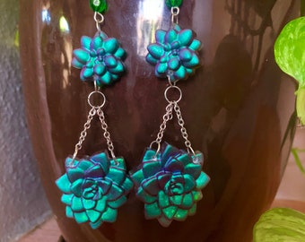 Double Succulent Dropped Earrings