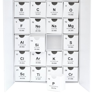 Periodic Table Chemistry Fill-Your-Own DIY Cardboard Advent Calendar / Countdown Box Holiday Season Science Themed Christmas Box image 1
