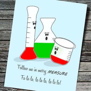 Merry Measure Nerdy Beaker Christmas / Holiday Card Biology, Chemistry, Physics Teacher, Scientist, Professor, Student, Engineer image 1