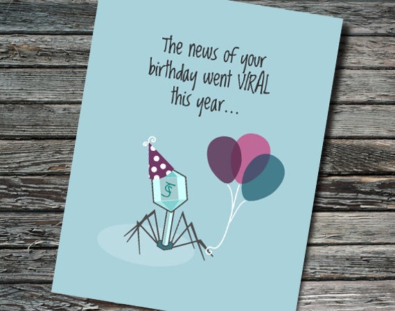 Birthday Viral Bacteriophage Card | Biology, Chemistry, Physics, Virology, Microbiology | Teacher, Student, Scientist, Professor, Nerdy Il_570xn