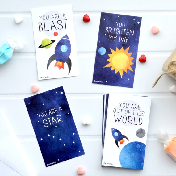 Tiny Universe Outer Space Rocket Ship Planet Funny Pun Valentines (Wallet-Sized Cards with Mini Envelopes) for Valentine's Day Il_570xn