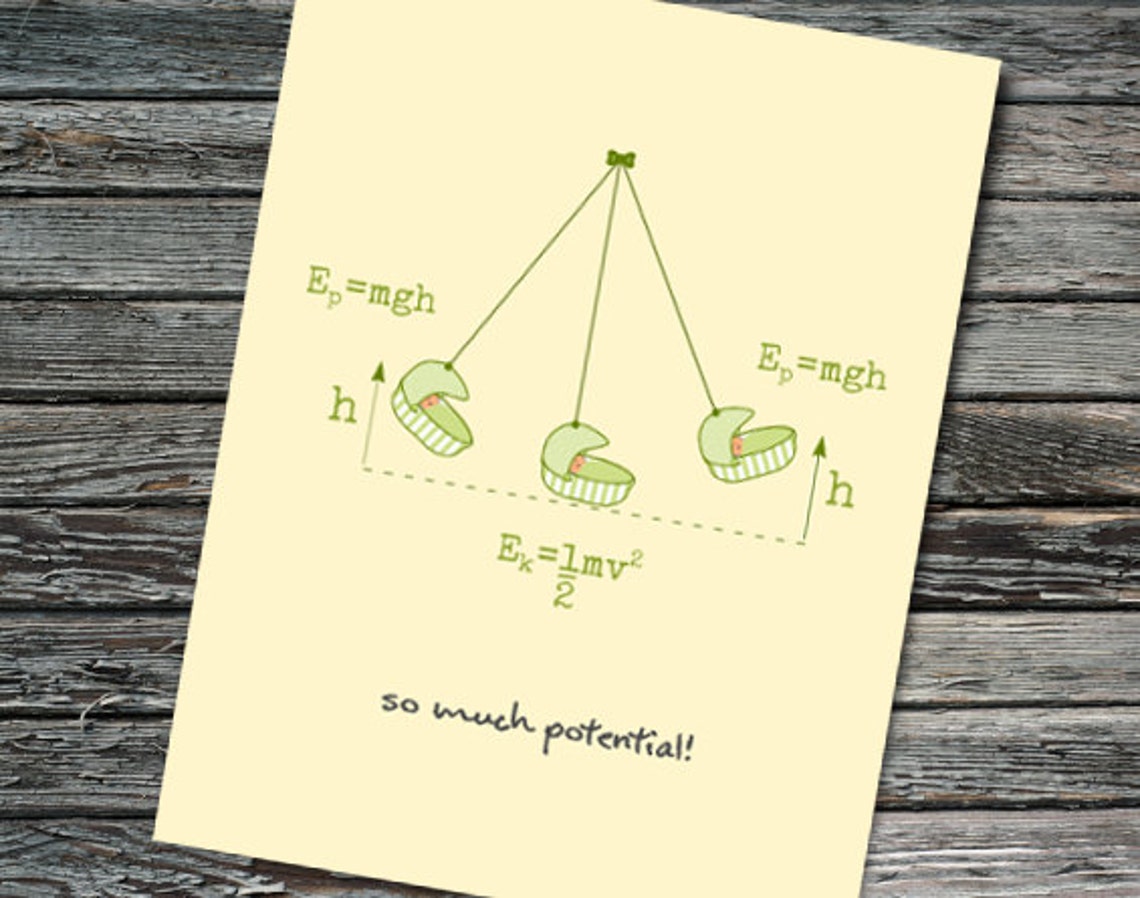 Baby Shower Potential Energy Card | Physics, Math Equations, Kinetic