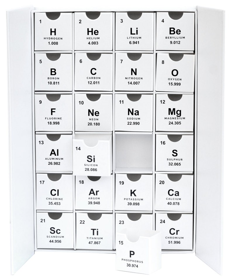 Periodic Table Chemistry Fill-Your-Own DIY Cardboard Advent Calendar / Countdown Box Holiday Season Science Themed Christmas Box image 1