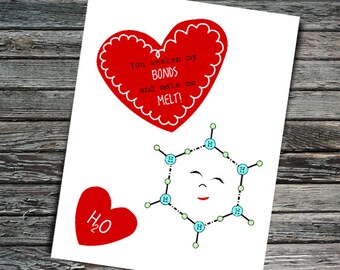 Melting Point Science Valentine | H2O Molecule, Student, Teacher, Professor, Scientist, Chemist, Biochemistry, Engineer