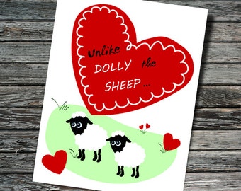 Dolly the Sheep Science Valentine / Love Card | Nerdy Valentine, Cloning, Molecular Biology, Chemistry | Professor, Teacher, Scientist