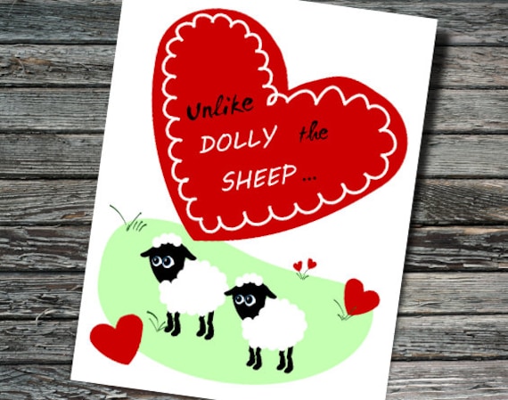 Dolly the Sheep Science Valentine / Love Card | Nerdy Valentine, Cloning, Molecular Biology, Chemistry | Professor, Teacher, Scientist Il_570xn