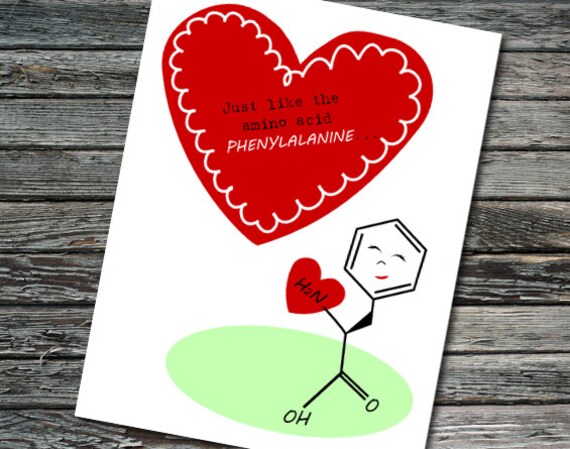 Amino Acid Science Valentine | Student, Teacher, Professor, Scientist, Chemist, Biochemistry, Engineer | Nerdy Valentine's Day Card Il_570xn
