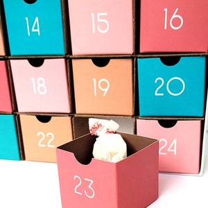 Cardboard DIY Fill-Your-Own Countdown Box / Holiday Advent Calendar Boho Inspired Colors image 2