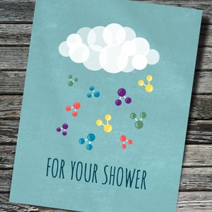 H2O Molecule Baby or Wedding Shower Card | Chemistry, Biology, Physics, Molecules | Teacher, Student, Professor, Scientist, Chemist, Nerdy