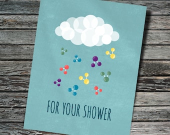 H2O Molecule Baby or Wedding Shower Card | Chemistry, Biology, Physics, Molecules | Teacher, Student, Professor, Scientist, Chemist, Nerdy